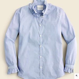 J. Crew Classic-fit ruffleneck shirt in stripe Size 16